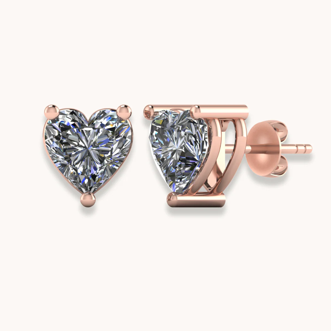 4mm Heart Solitaire Earrings - Image 3