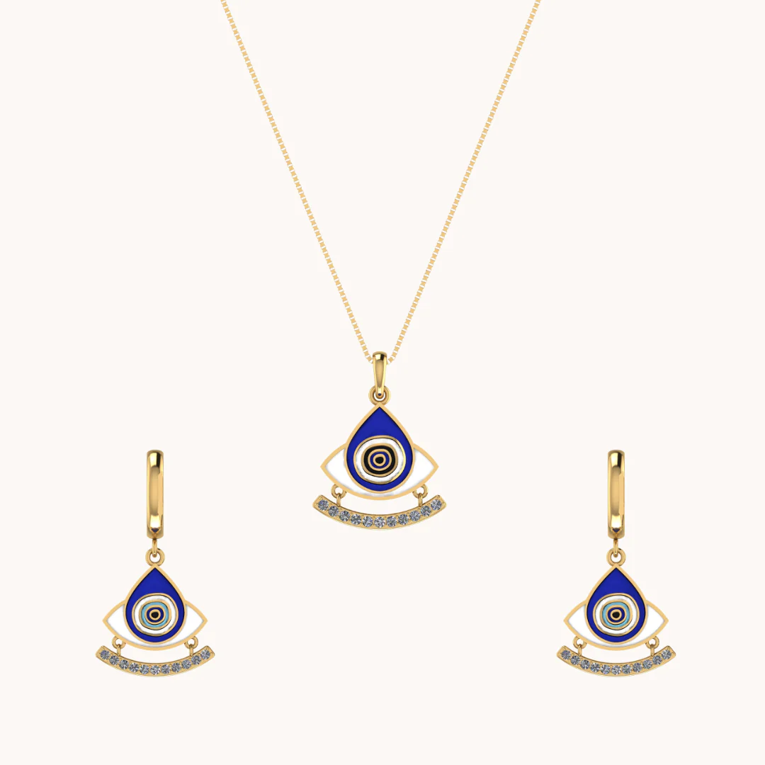 Aura Armor Evil Eye Earrings & Necklace Set