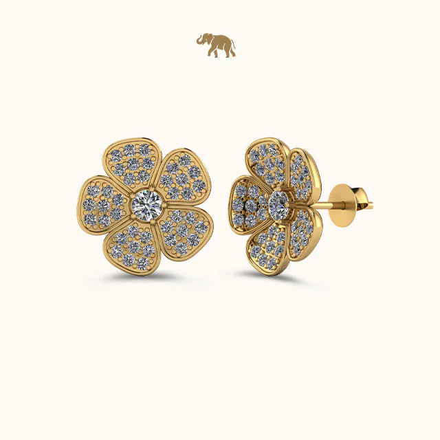Diamond Flower Cluster Earrings - Image 3