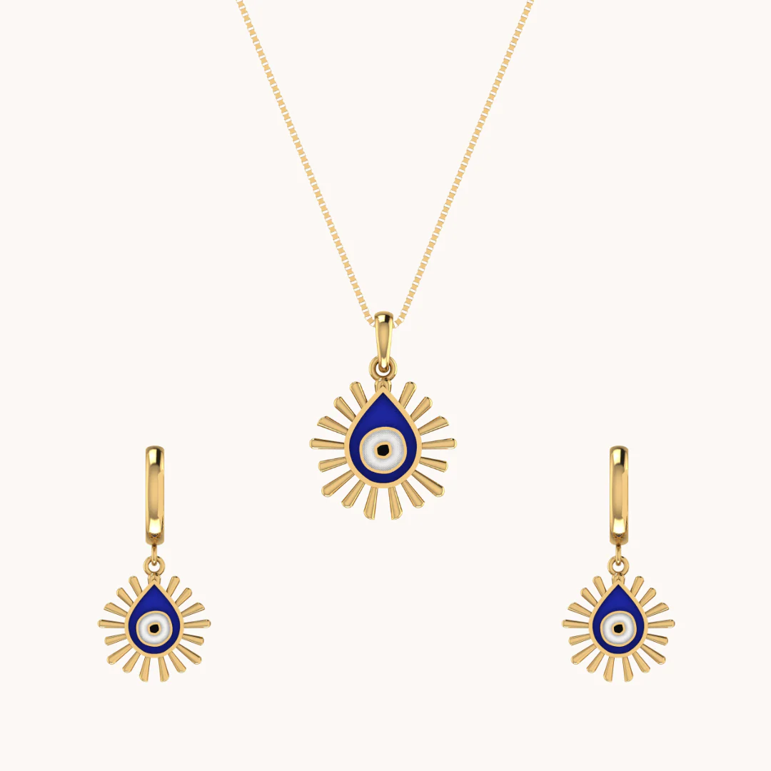 Divine Guard Evil Eye Earrings & Necklace Set