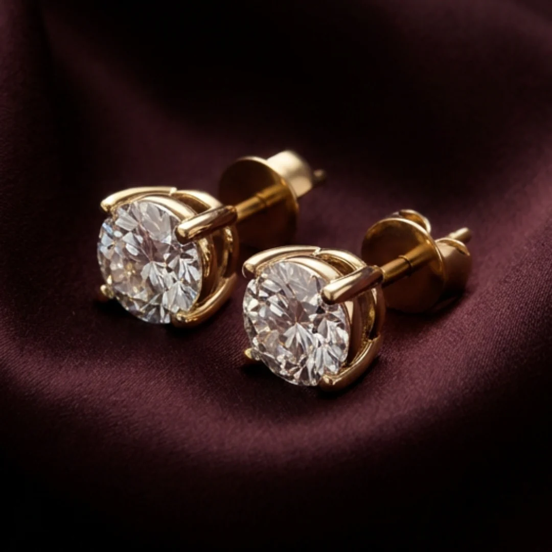 Gold Round Solitaire Studds by Arushaa - Image 3