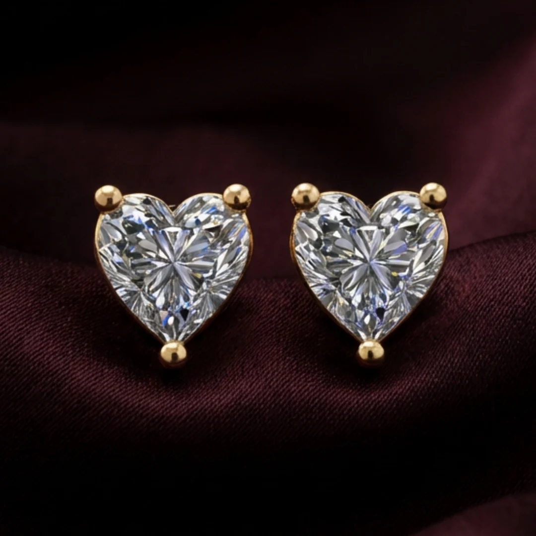 Men's Gold Heart 6mm Solitaire Studds by Arushaa 1ct size - Image 2