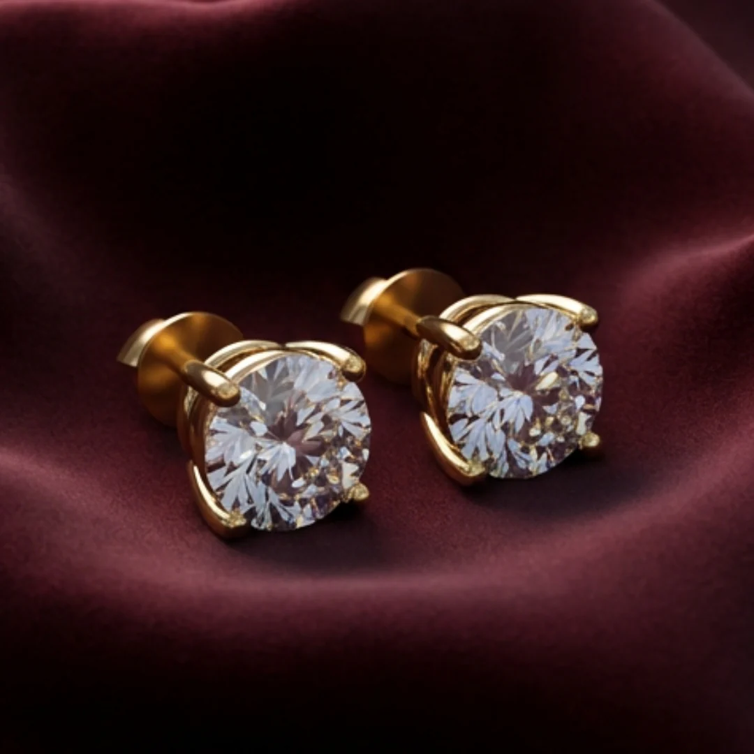 Gold Round Solitaire Studds by Arushaa - Image 2