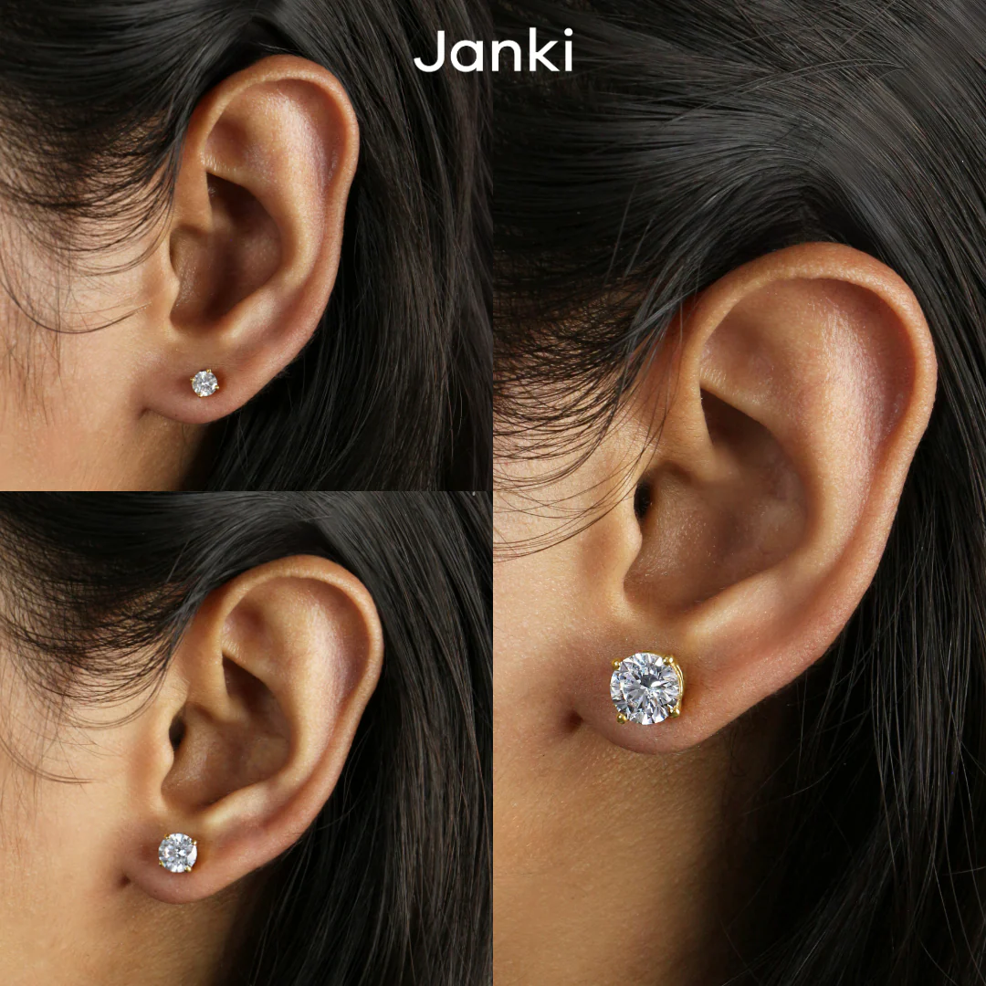 Rose Gold Solitaire Diamond Zirconia Studs - Image 3