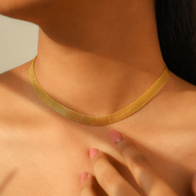 Italian Flat Mesh Choker cum Chain - Image 2