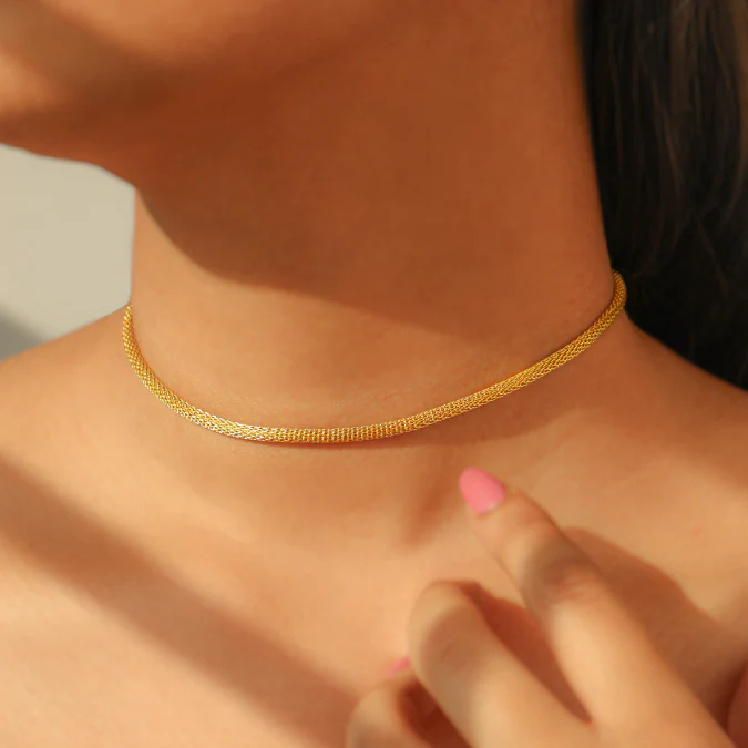Italian Round Mesh Choker cum Chain - Image 2