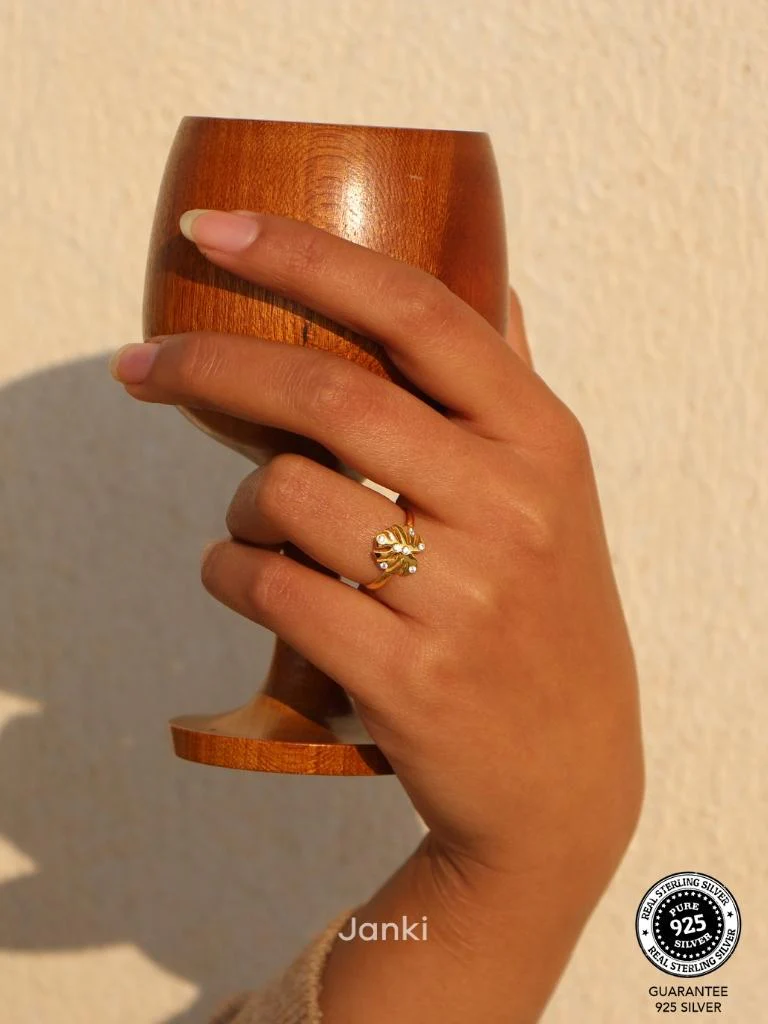 Janki Big Leaf Ring (Adjustable Size) - Image 4