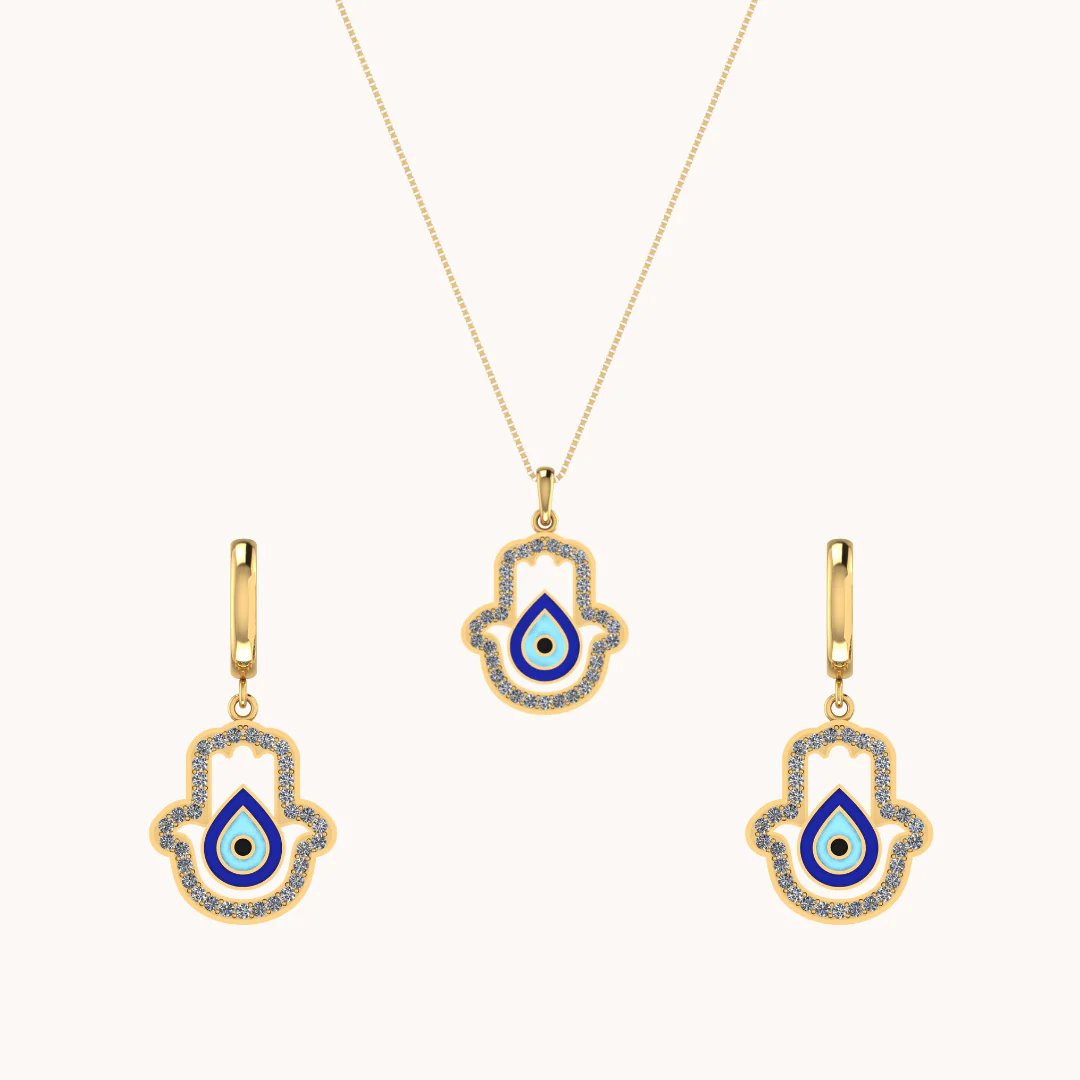 Look Twice Evil Eye Earrings & Necklace Set