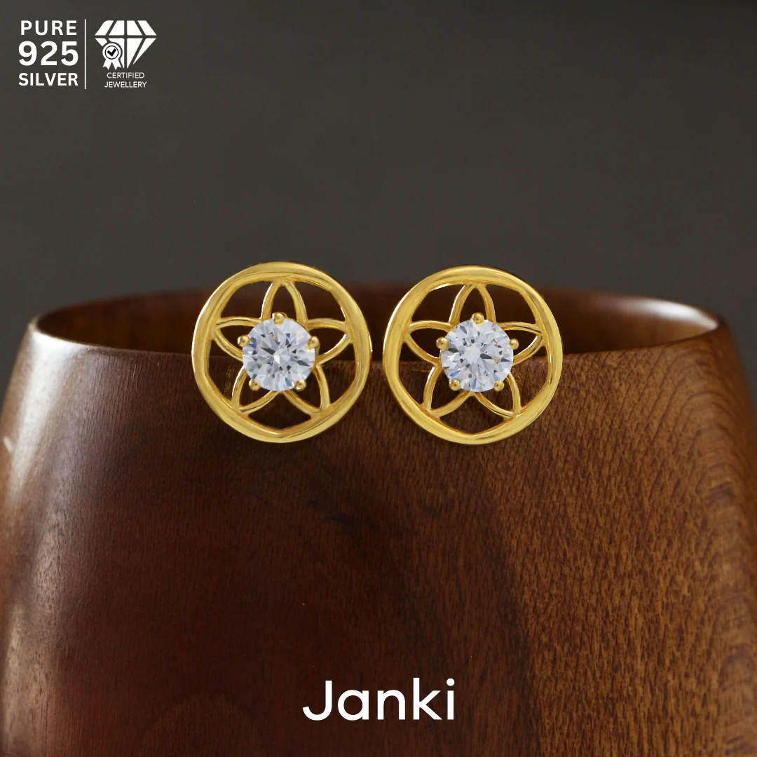 Lotus Solitaire Earrings - Image 4