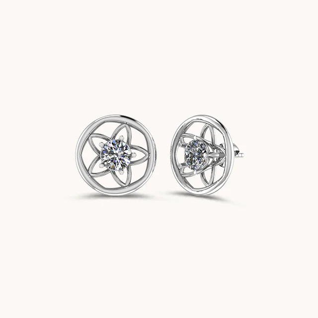 Lotus Solitaire Earrings - Image 5