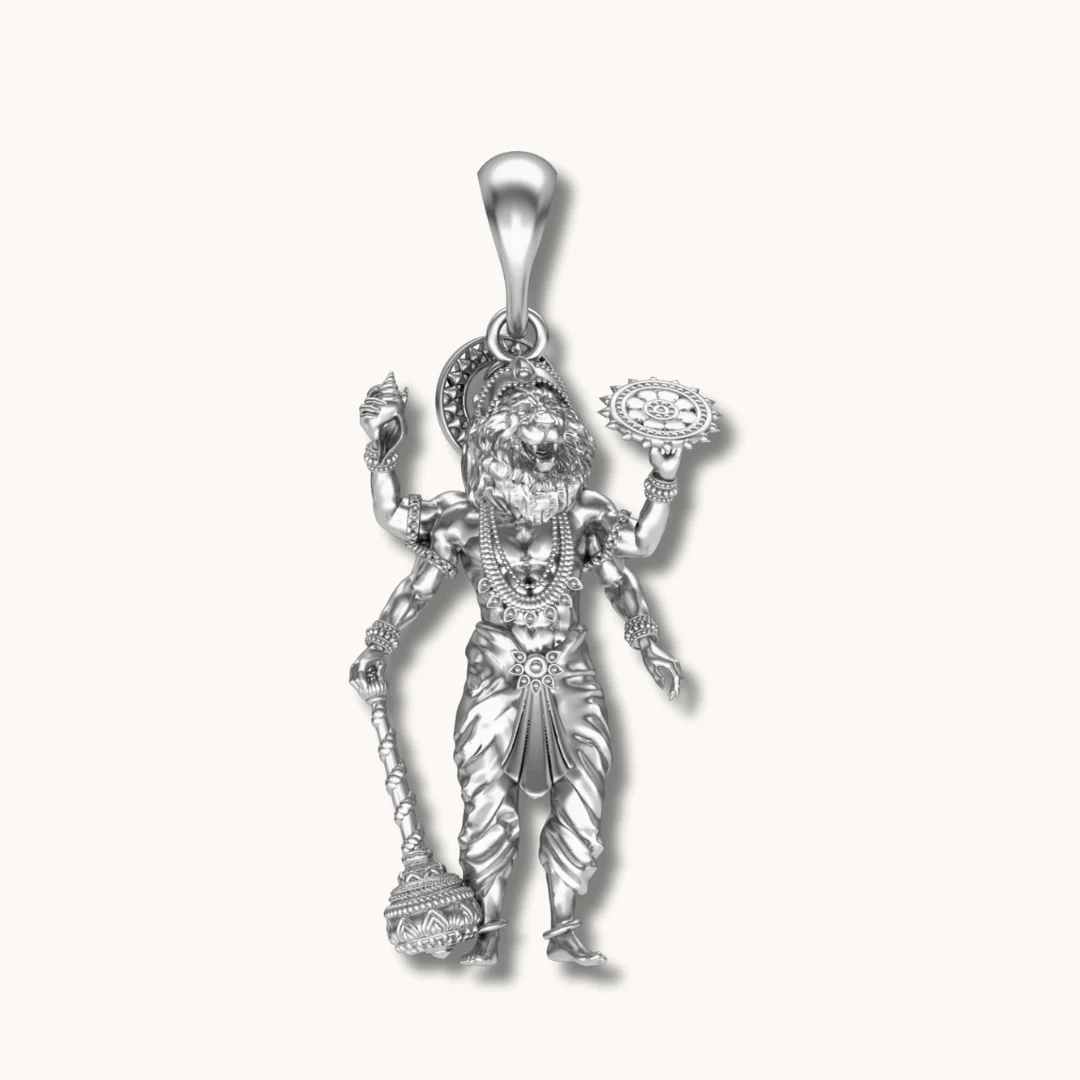Pure 925 Silver Shri Narismha Narsingha Pendant