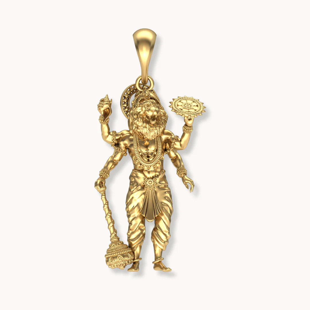 Pure 925 Silver Shri Narismha Narsingha Pendant - Image 2