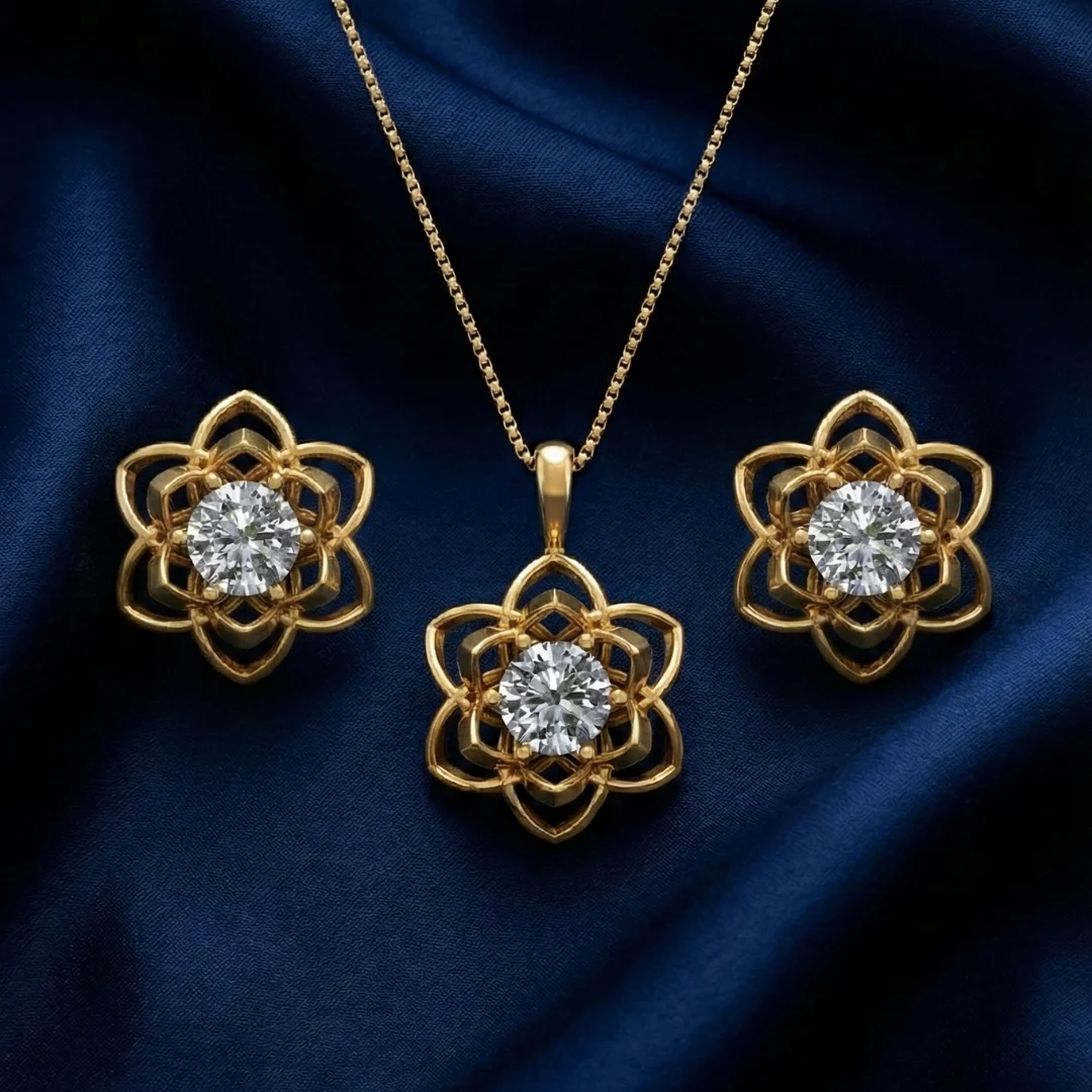 Regal Veil Earrings & Necklace Set