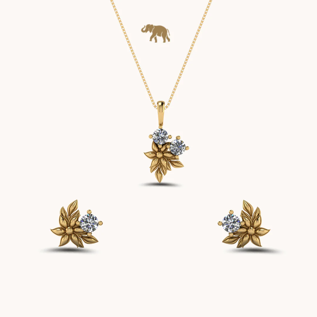 Rose Halo Earrings & Necklace Set - Image 2