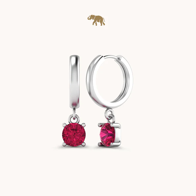 Ruby Solitaire Dangling Drop Earrings - Image 3