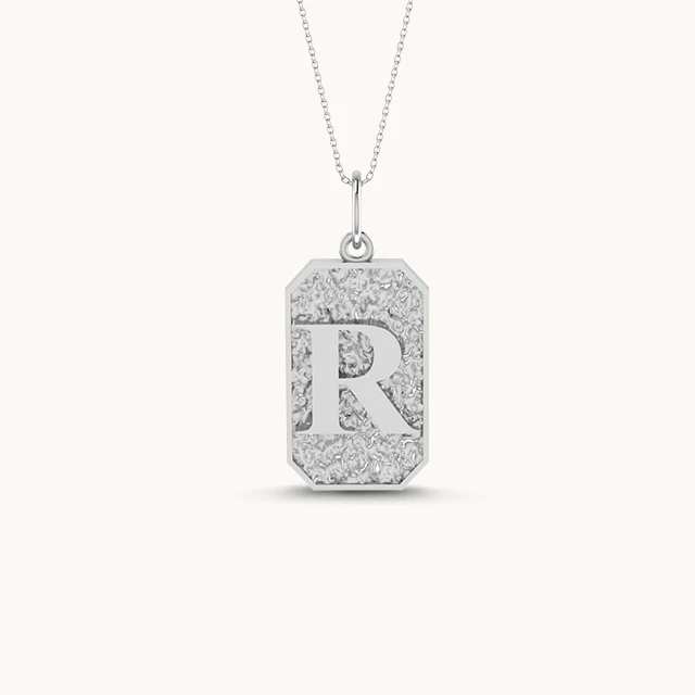 Rustic Initial Necklace with chain ( A to Z Available) - Image 3