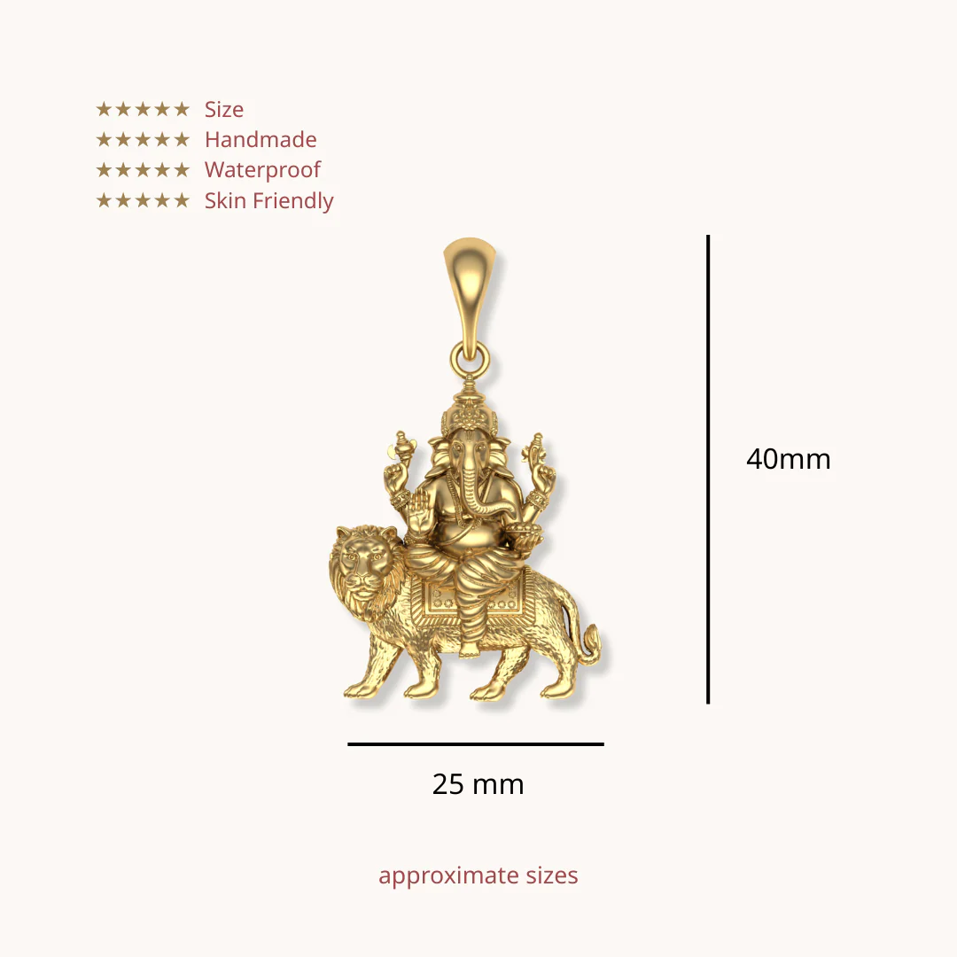 Sher Sawari Ganpati Pendant - Image 3