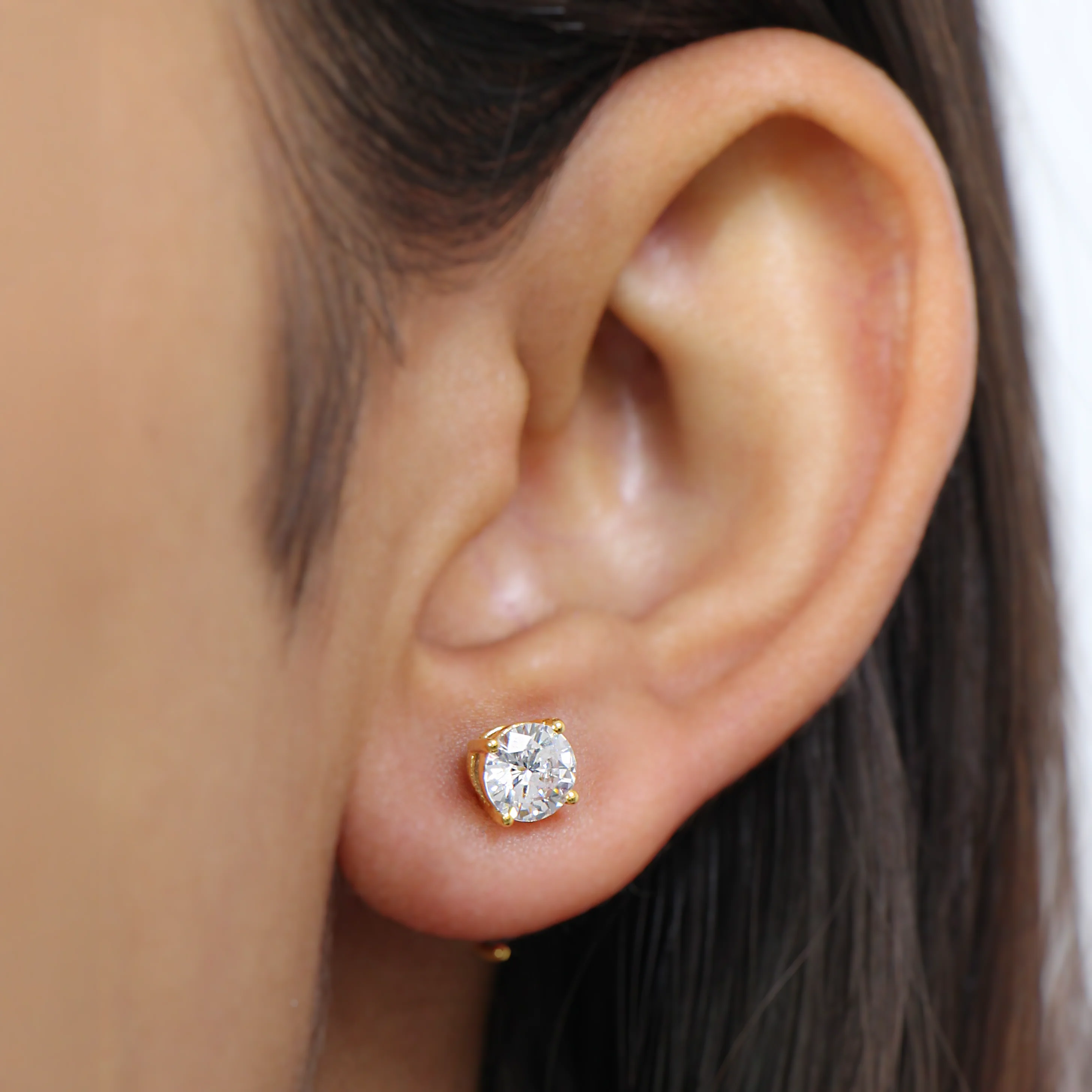 Solitaire Round Cuddler Earrings - Image 2