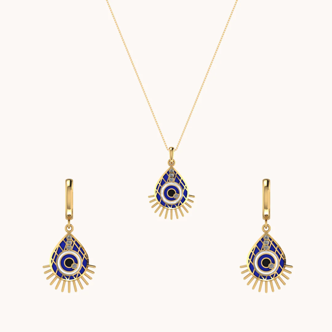 Stay Seen Evil Eye Earrings & Necklace Set