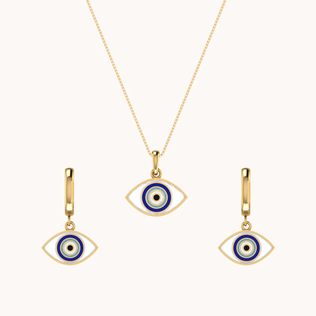 Stellar Evil Eye Earrings & Necklace Set