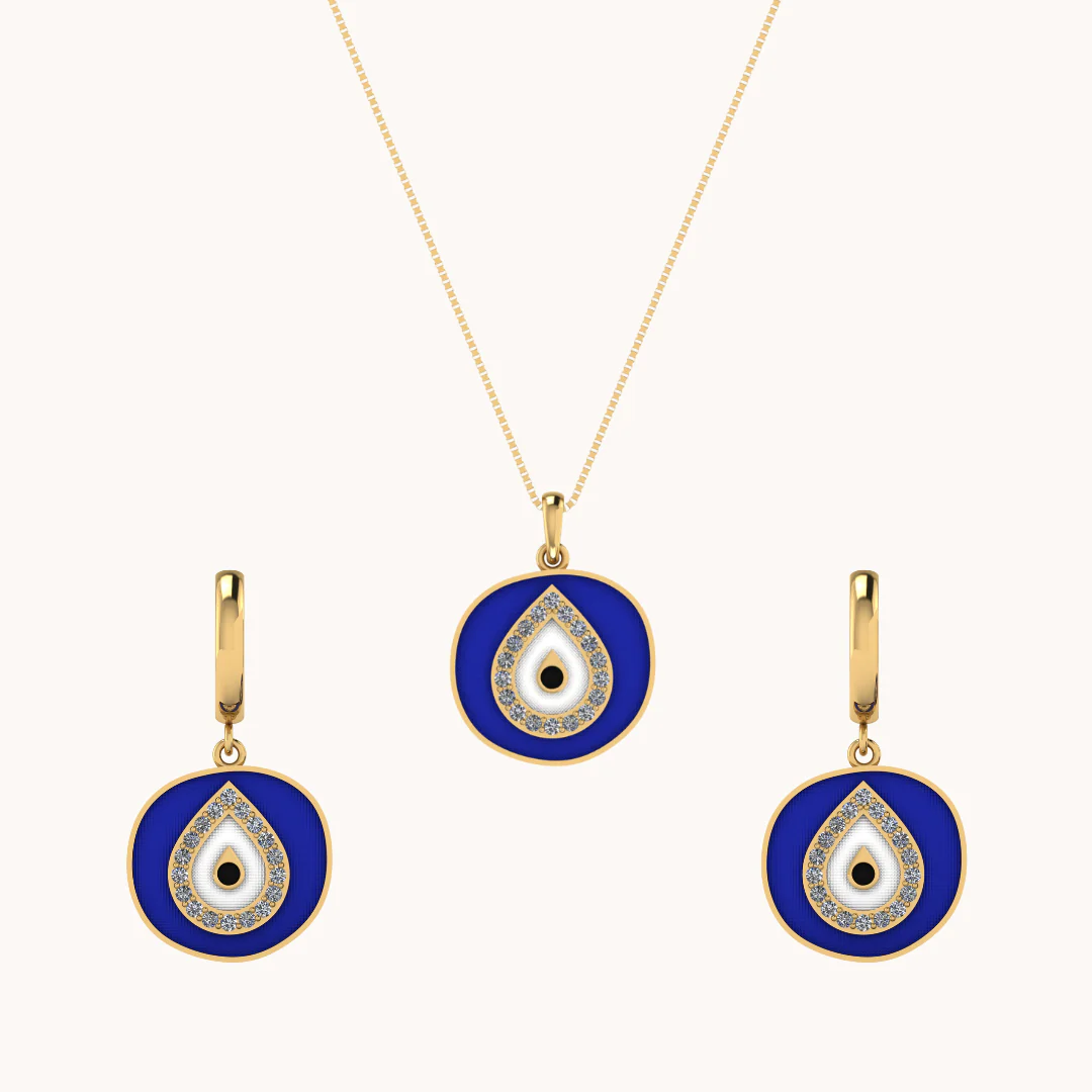 Third Sight Evil Eye Earrings & Necklace Set